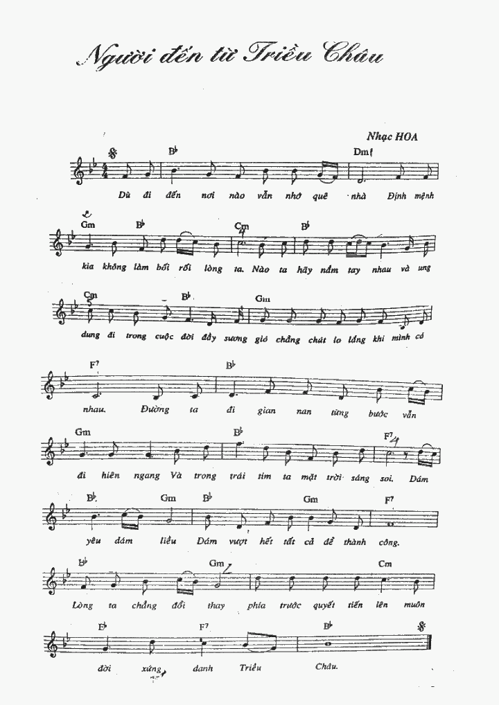 Sheet nhạc Người đến từ Triều Châu (问心无愧) - Trang 1