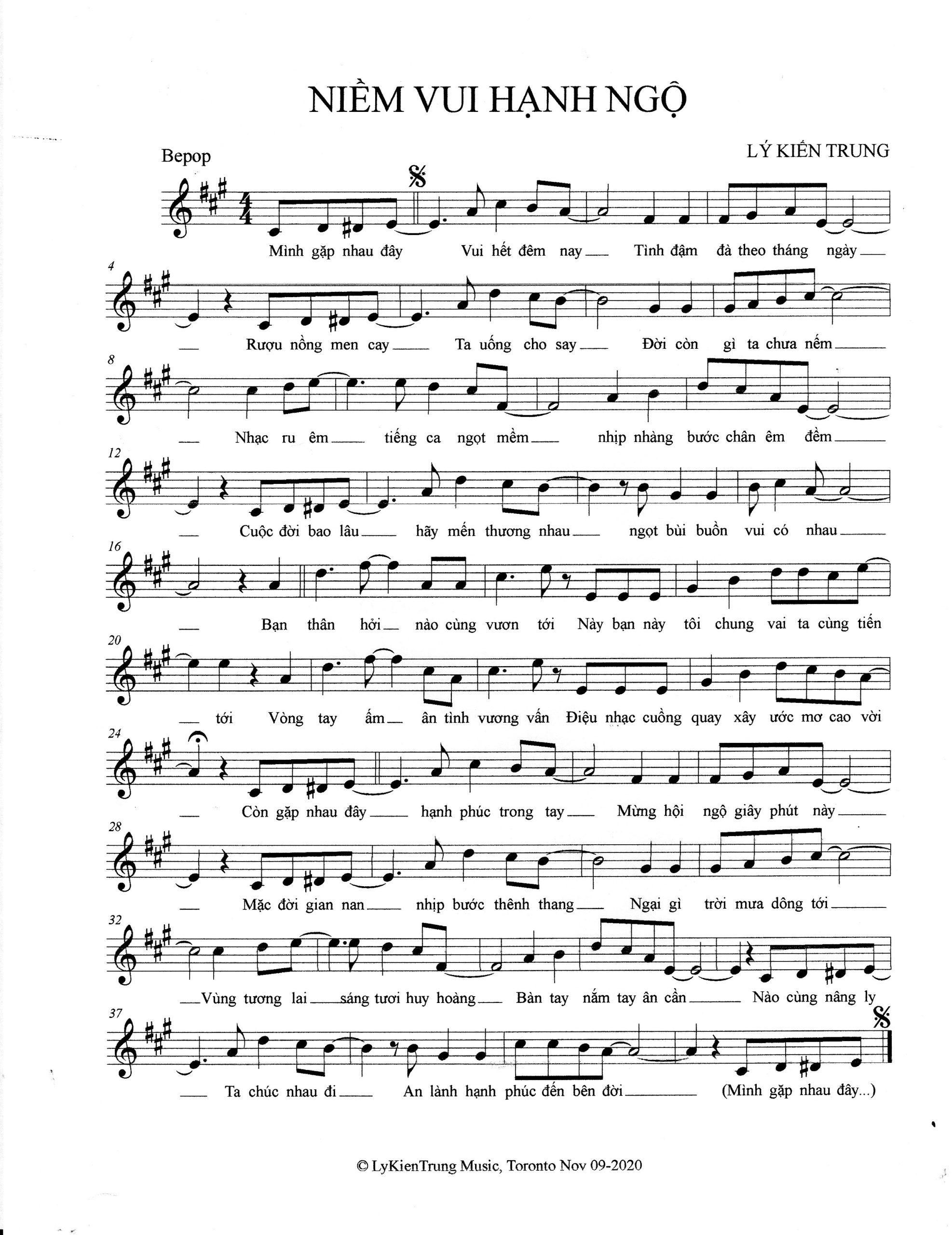 Sheet nhạc Niềm vui hạnh ngộ - Trang 1