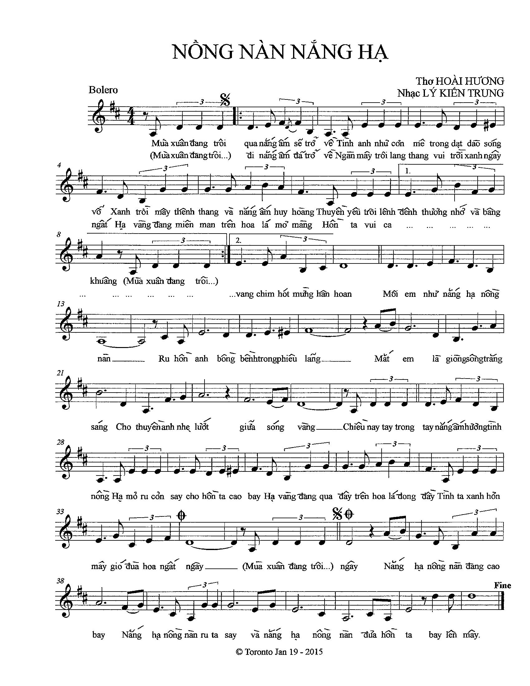 Sheet nhạc Nồng nàn nắng hạ - Trang 1