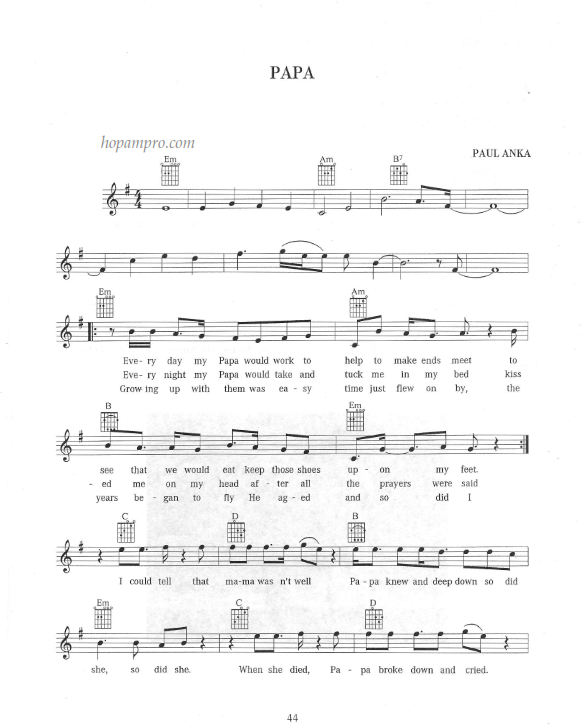 Sheet nhạc Papa - Trang 1