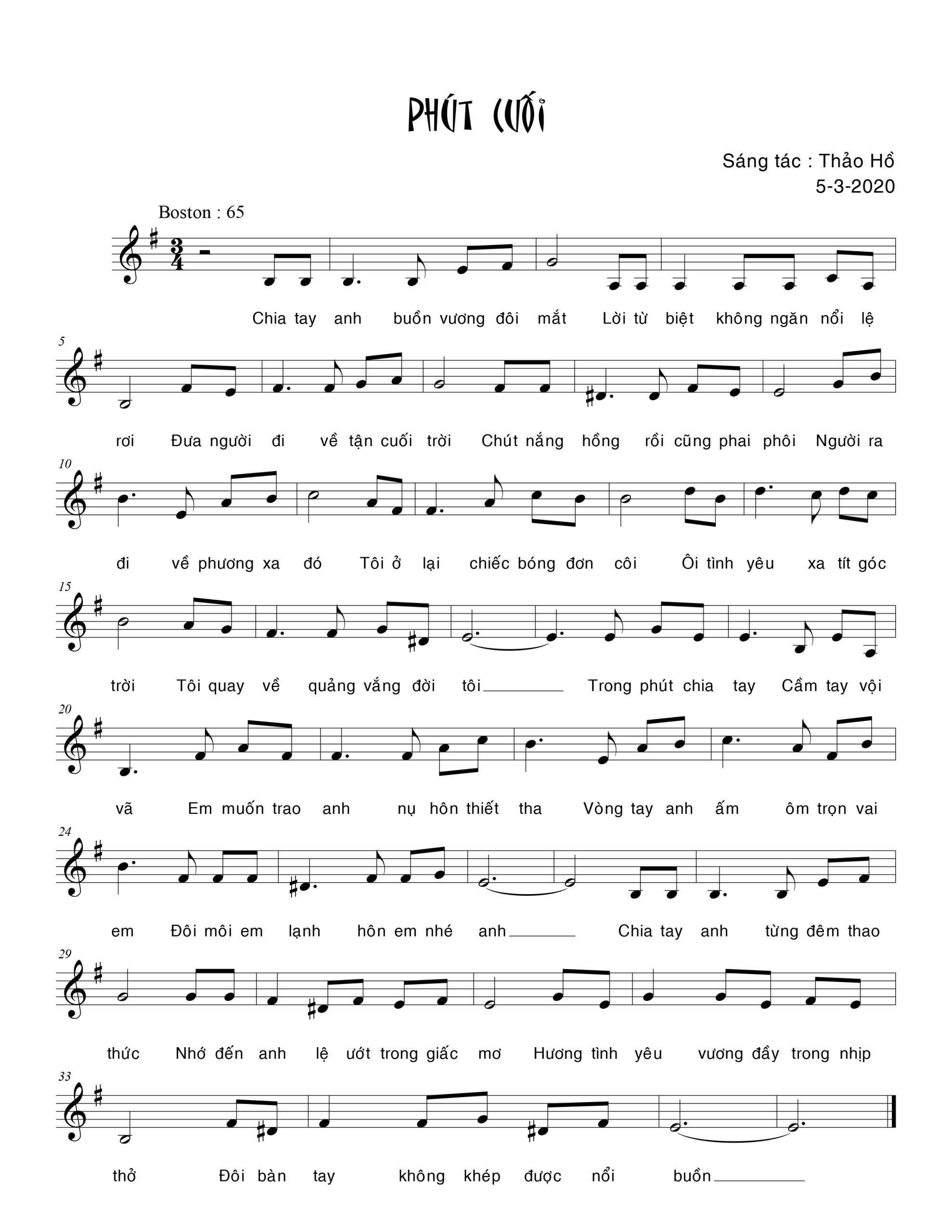 Sheet nhạc Phút cuối - Trang 1