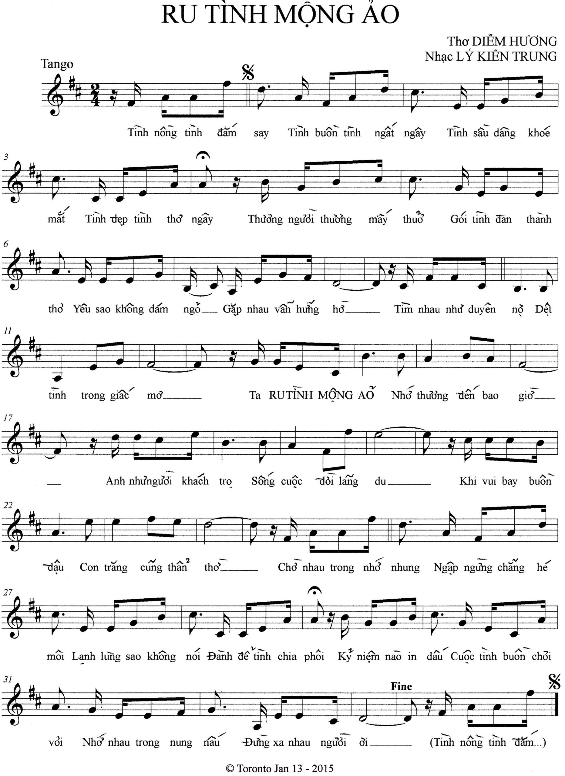 Sheet nhạc Ru tình mộng ảo - Trang 1