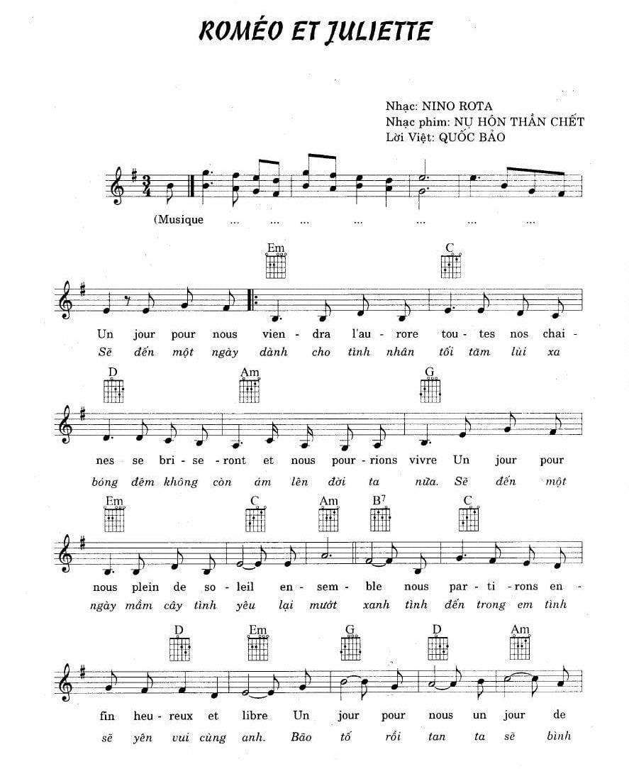 Sheet nhạc Tình sử Romeo & Juliet (A time for us) - Trang 1