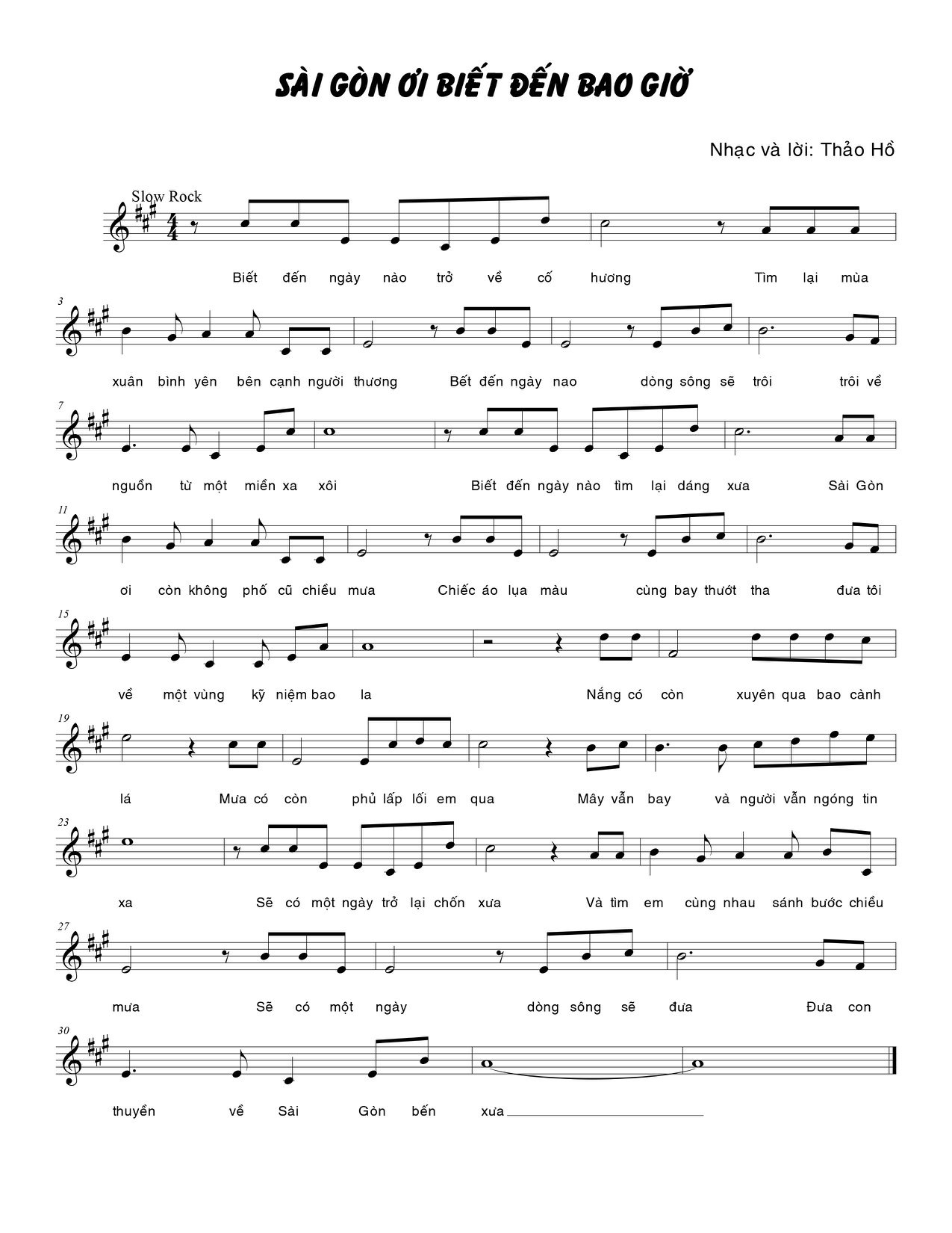 Sheet nhạc Sài Gòn ơi biết đến bao giờ - Trang 1