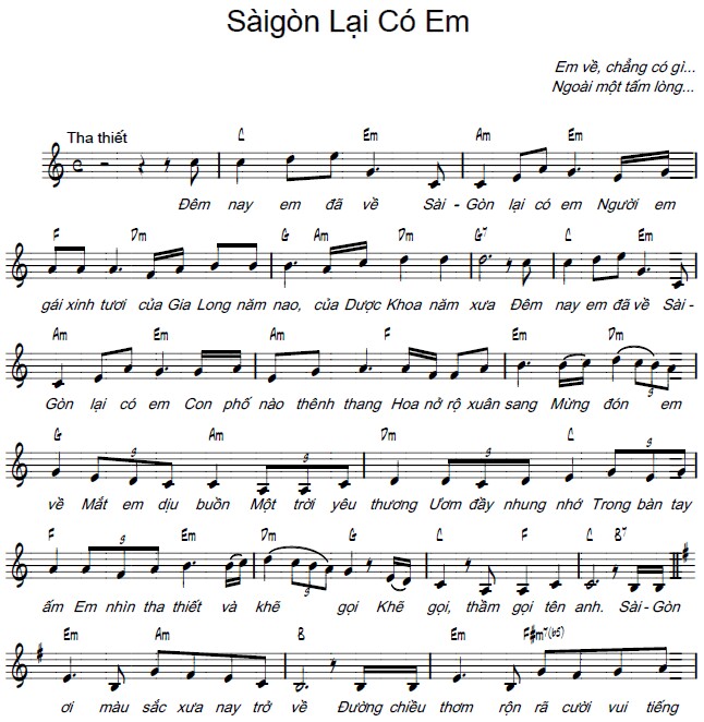 Sheet nhạc Sài Gòn lại có em - Trang 1