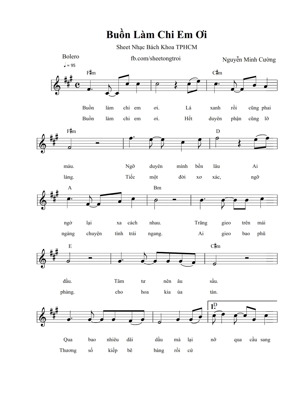 Sheet nhạc Buồn làm chi em ơi - Trang 1