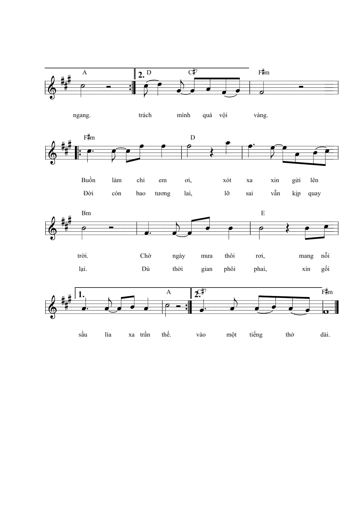Sheet nhạc Buồn làm chi em ơi - Trang 2