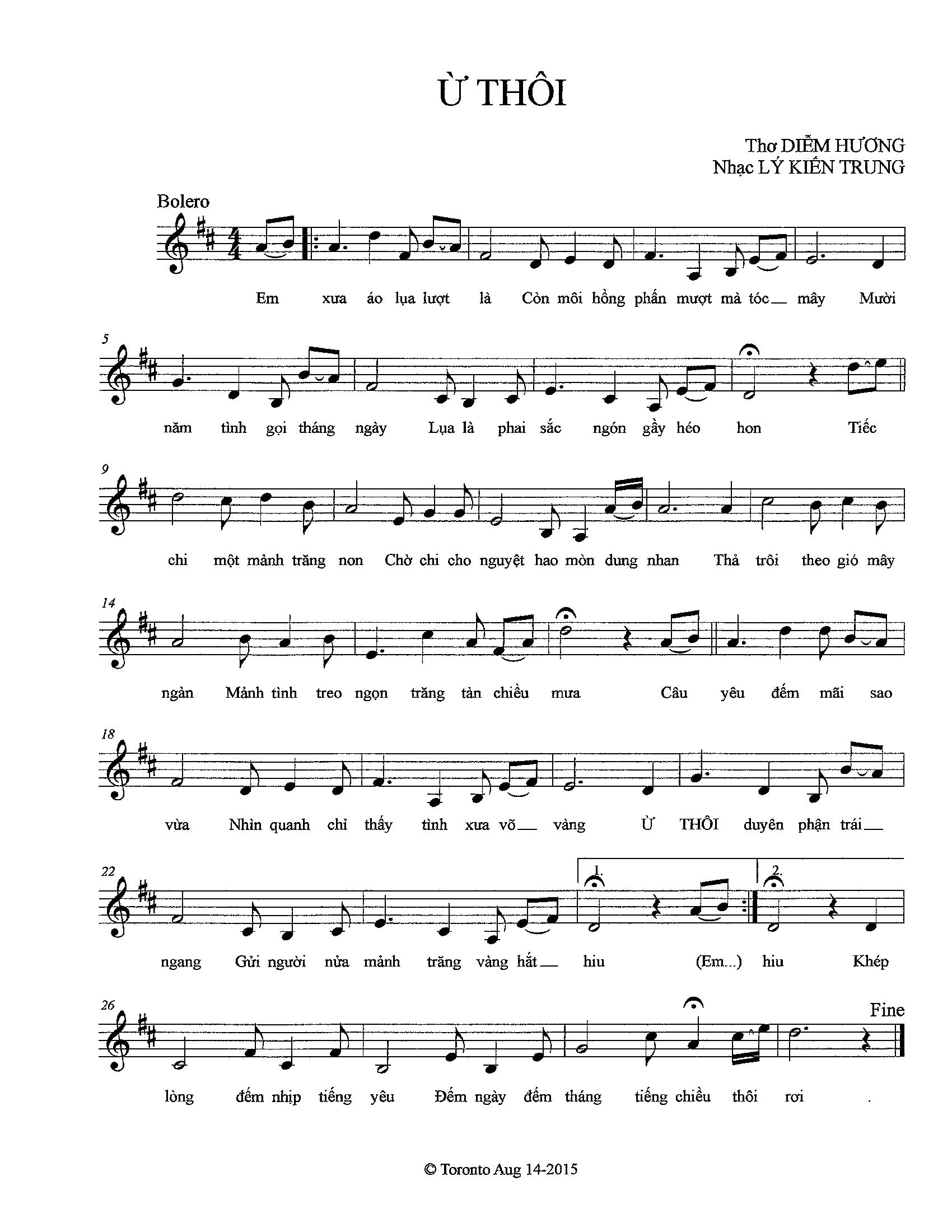 Sheet nhạc Ừ thôi - Trang 1