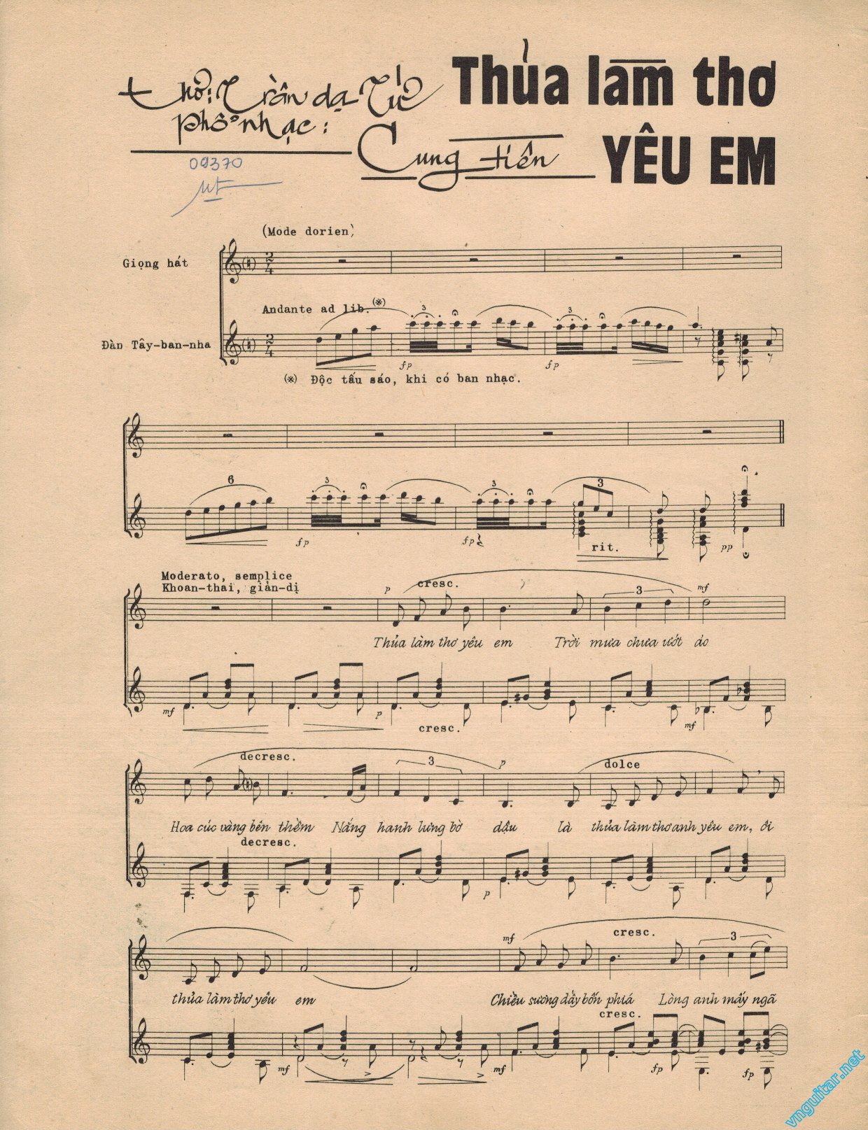 Sheet nhạc Thuở làm thơ yêu em - Trang 2