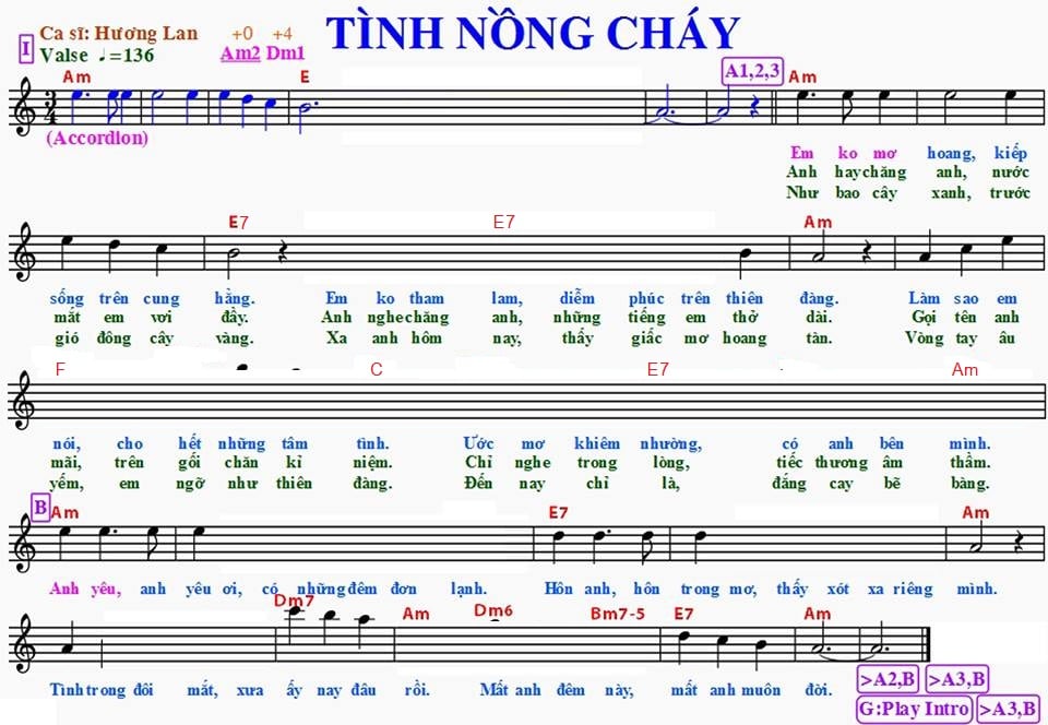 Sheet nhạc Tình nồng cháy (Over and over - Roule s'en roule) - Trang 1