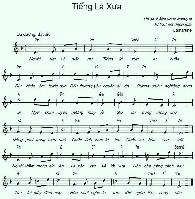 Sheet nhạc Tiếng lá xưa - Trang 1