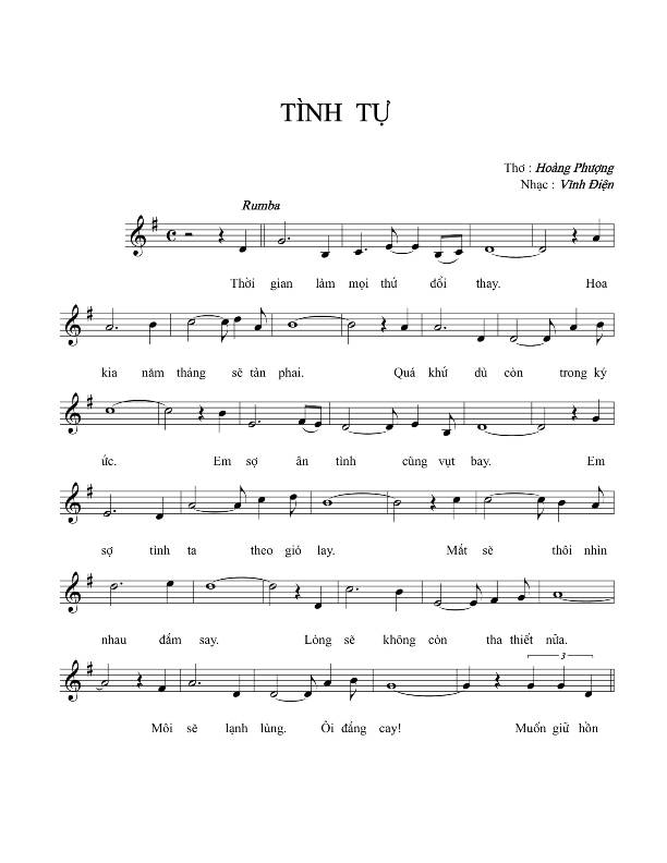 Sheet nhạc Tình tự - Trang 1