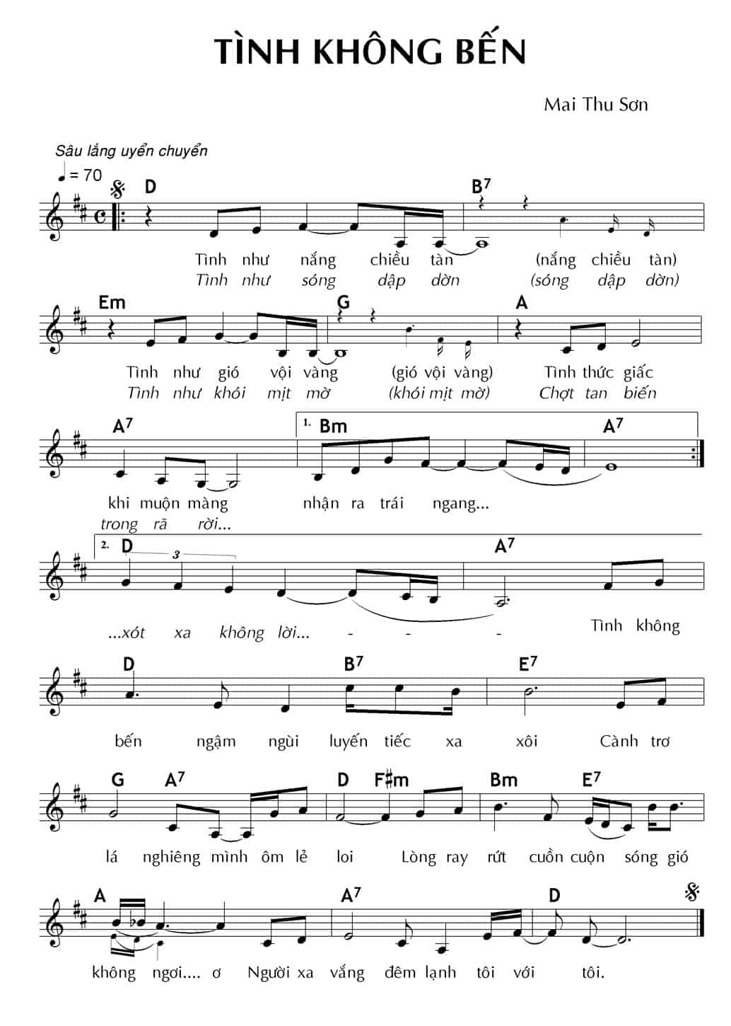 Sheet nhạc Tình không bến - Trang 1