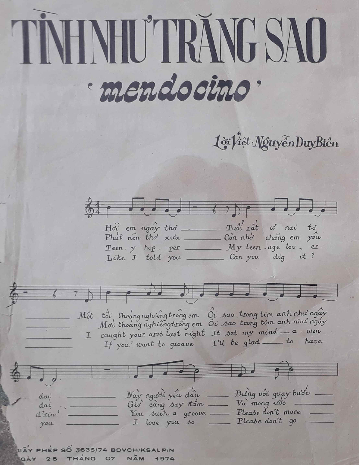 Sheet nhạc Tình như trăng sao (Mendocino) - Trang 2