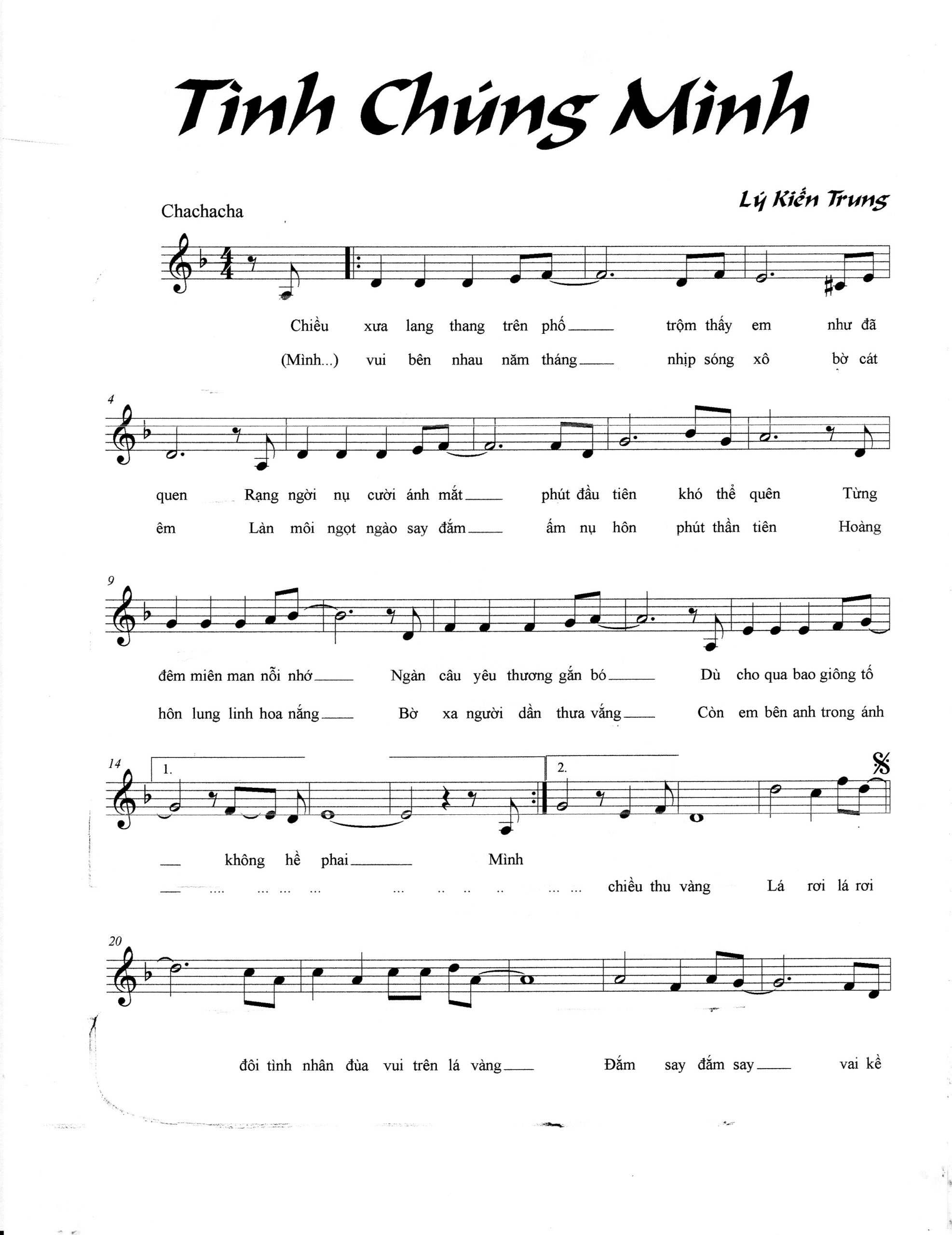 Sheet nhạc Tình chúng mình - Trang 1