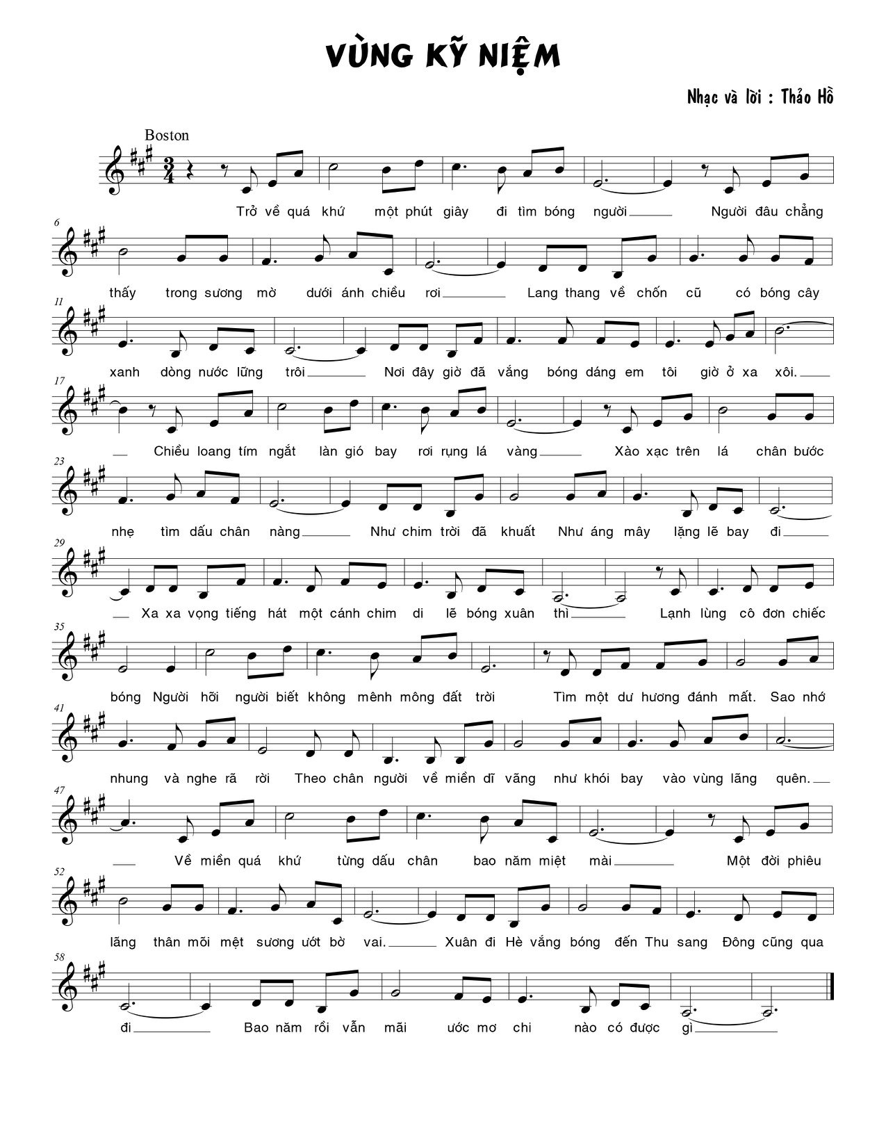 Sheet nhạc Vùng kỷ niệm - Trang 1