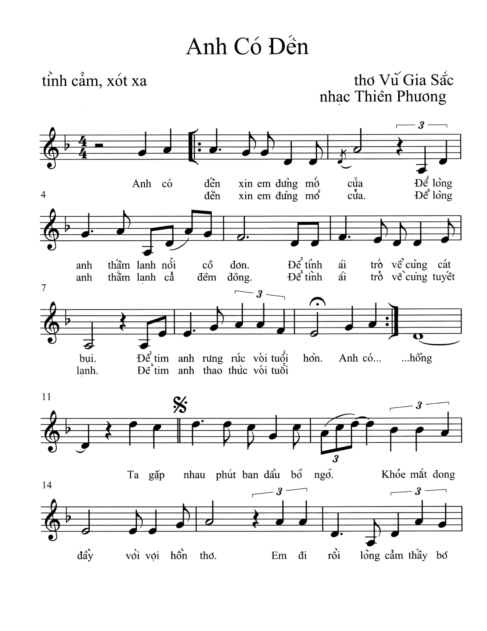 Sheet nhạc Anh có đến - Trang 1