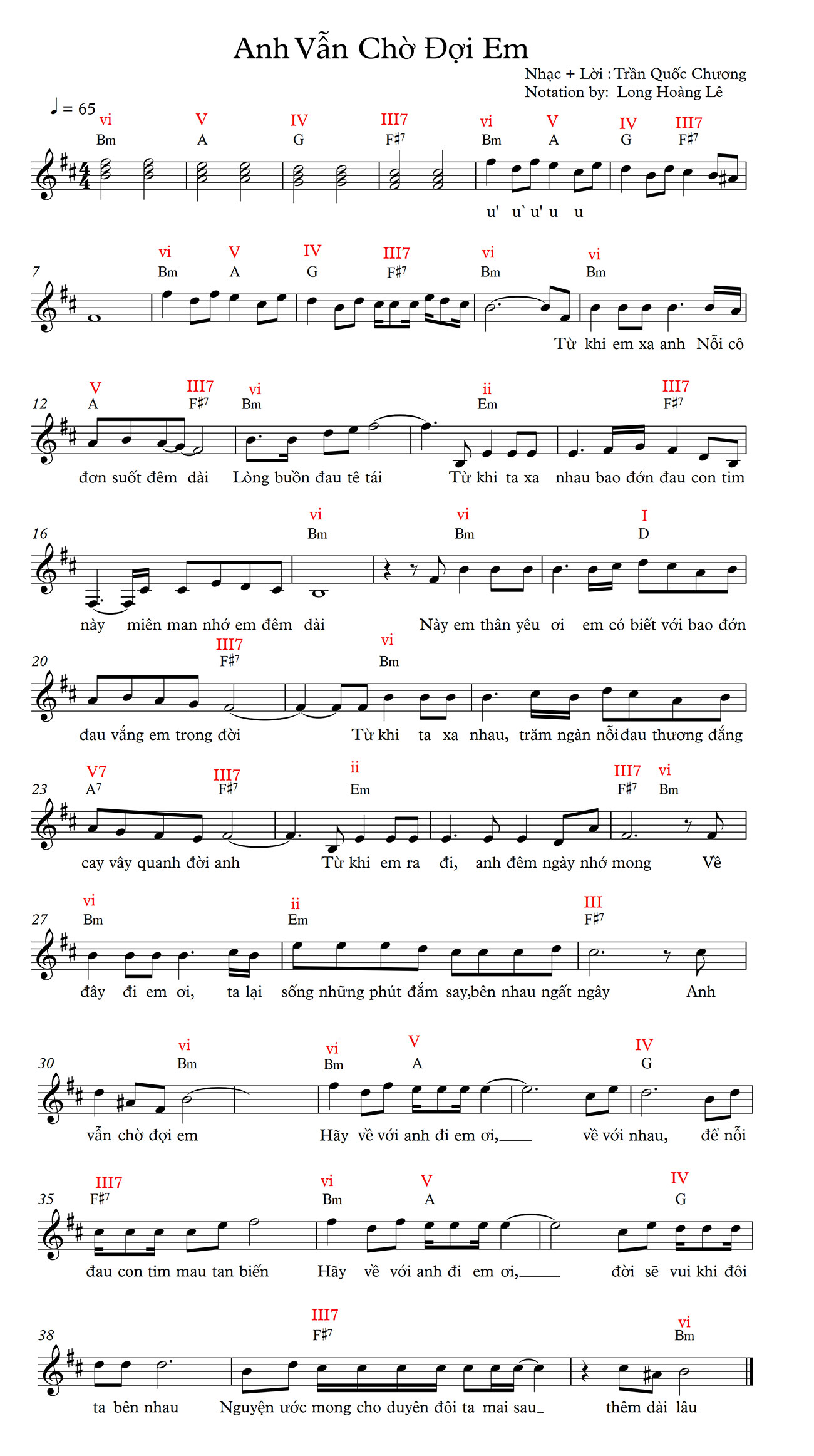 Sheet nhạc Anh vẫn chờ đợi em - Trang 1