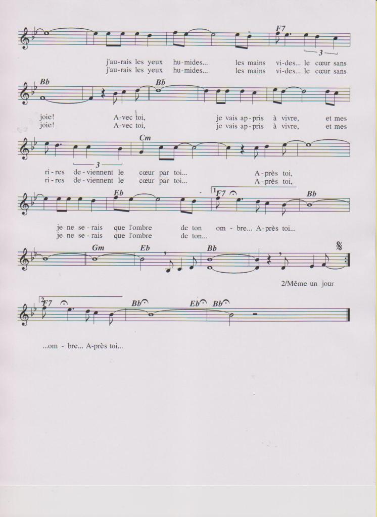 Sheet nhạc Vắng bóng người yêu (Après toi) - Trang 2