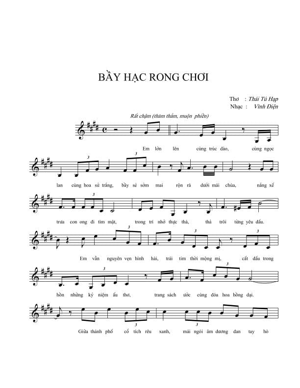 Sheet nhạc Bầy hạc rong chơi - Trang 1