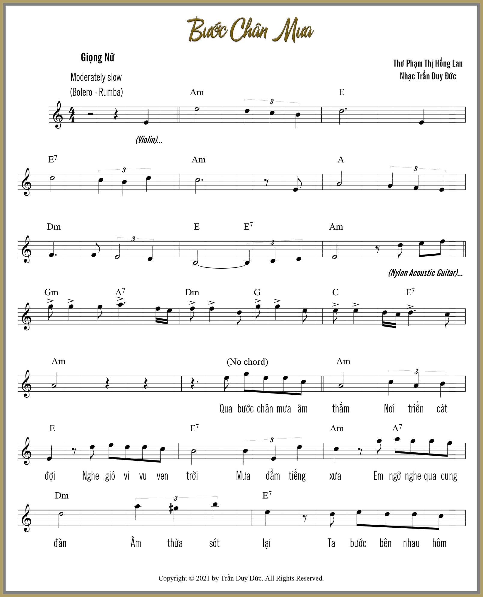 Sheet nhạc Bước chân mưa - Trang 1