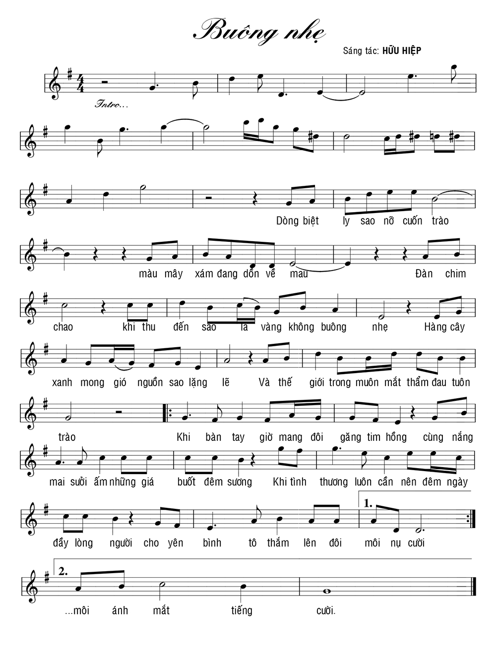 Sheet nhạc Buông nhẹ - Trang 1