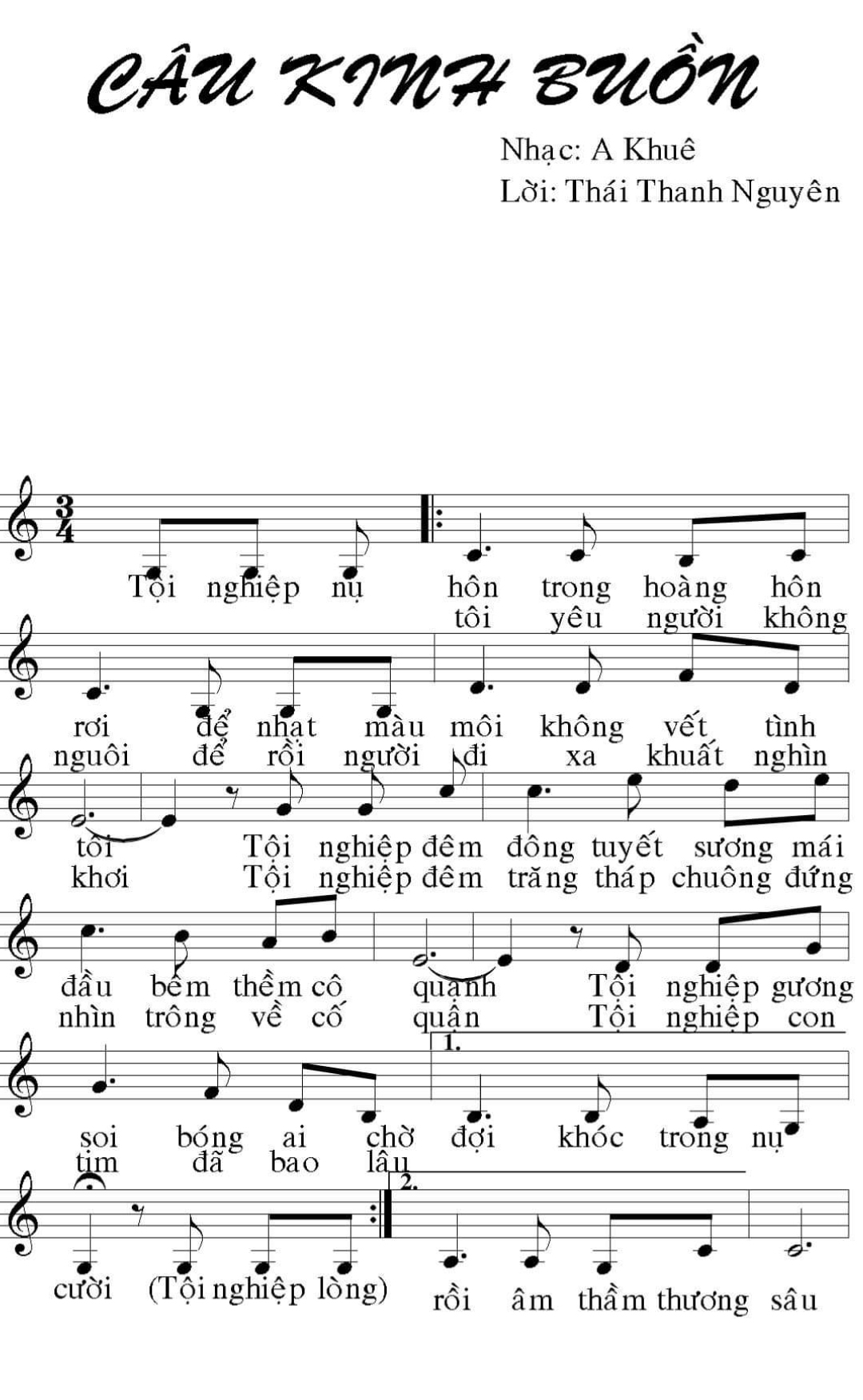 Sheet nhạc Câu kinh buồn - Trang 1