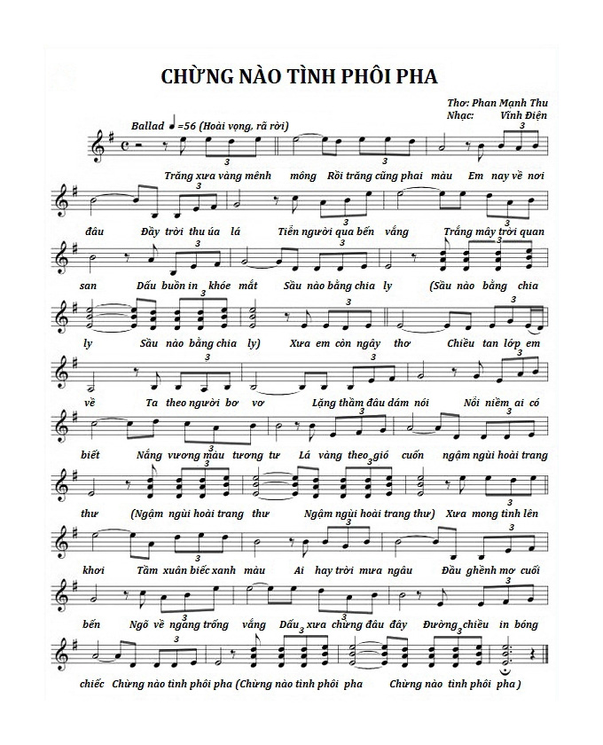 Sheet nhạc Chừng nào tình phôi pha - Trang 1