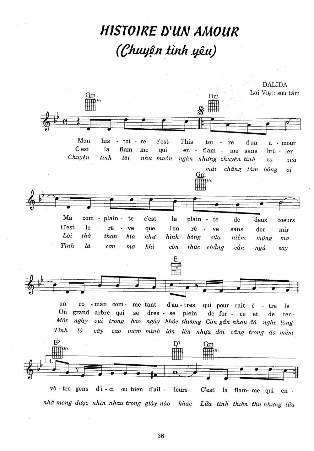 Sheet nhạc Chuyện tình yêu (Historia de un amor - Histoire d'un amour) - Trang 1