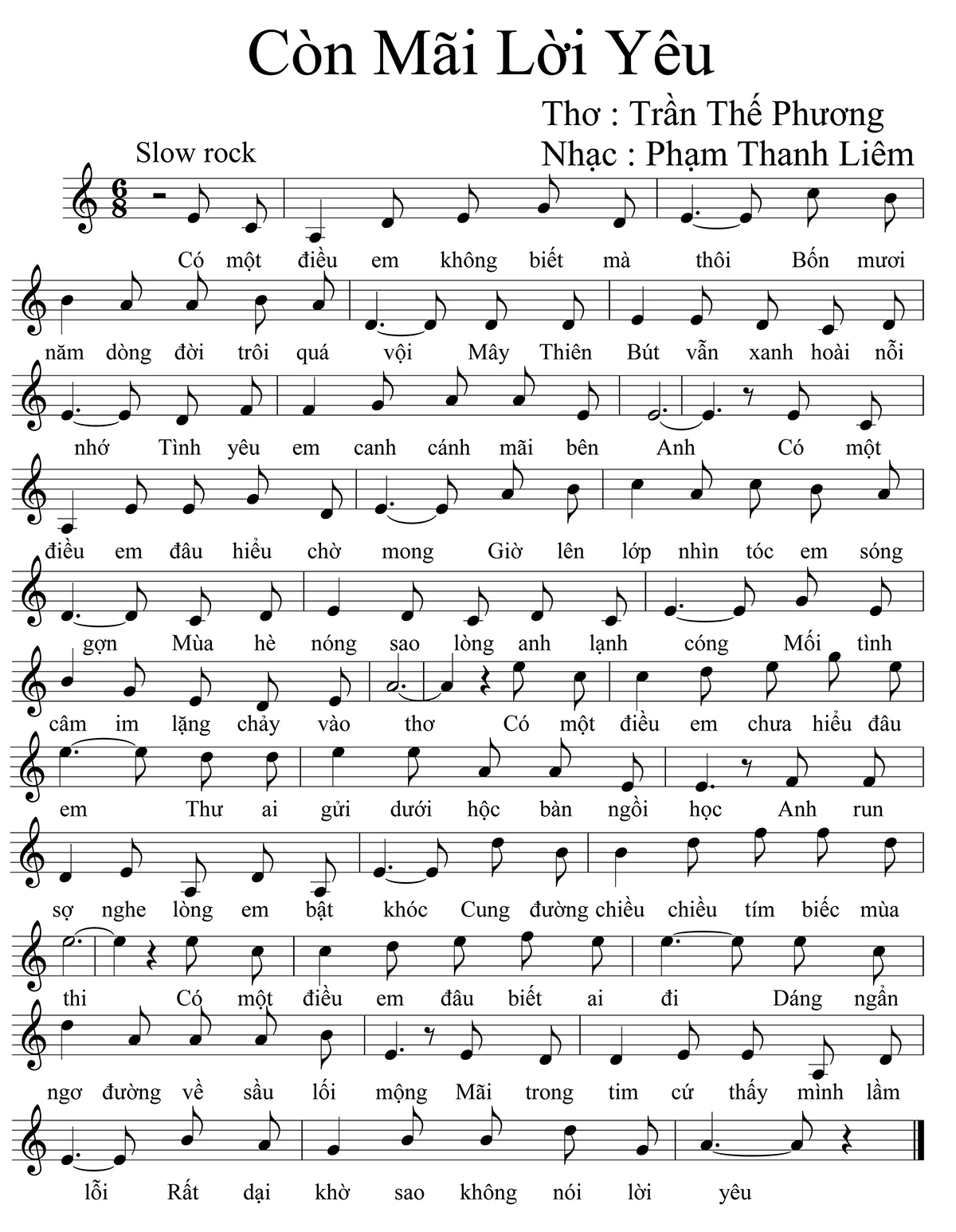 Sheet nhạc Còn mãi lời yêu - Trang 1