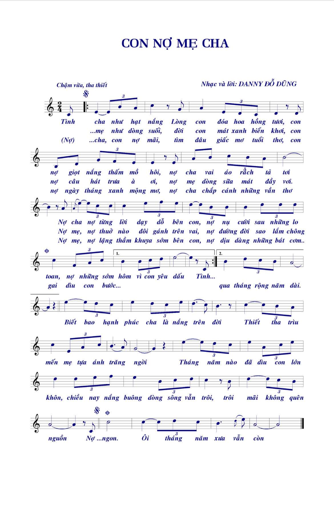 Sheet nhạc Con nợ mẹ cha - Trang 1