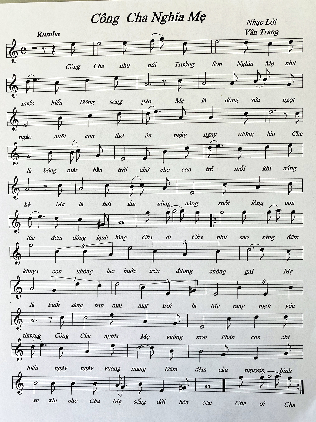 Sheet nhạc Công cha nghĩa mẹ - Trang 1