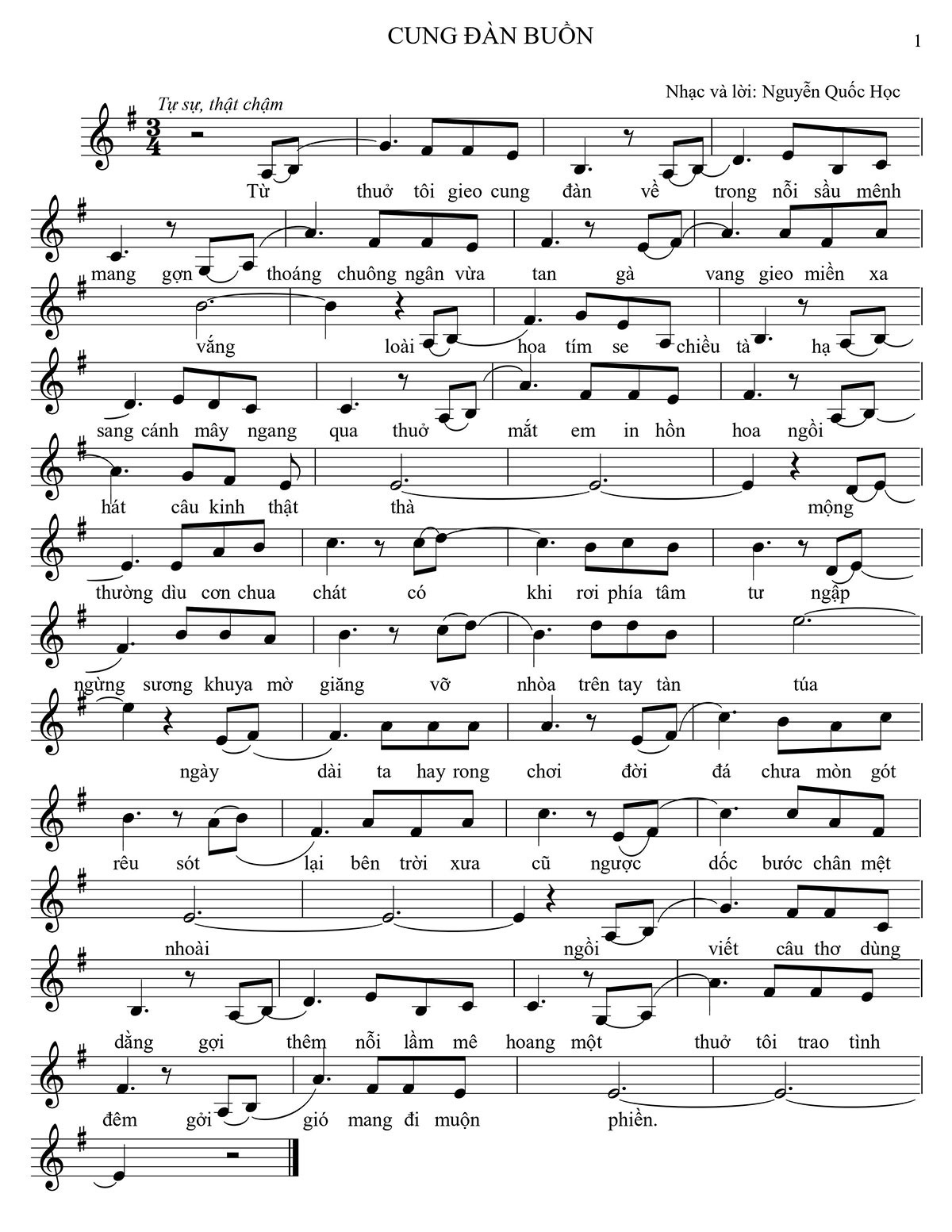 Sheet nhạc Cung đàn buồn - Trang 1