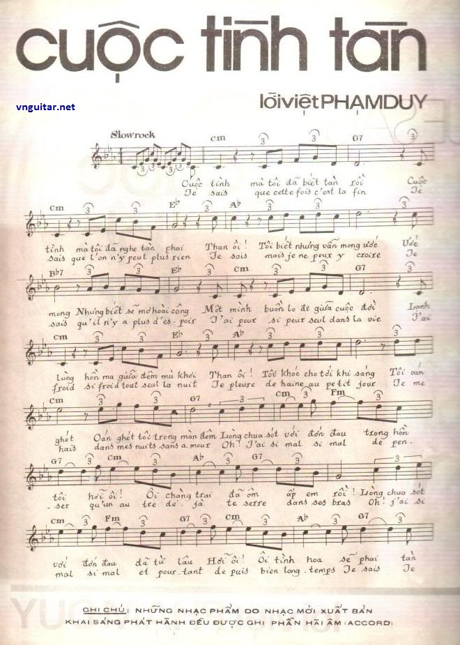 Sheet nhạc Cuộc tình tàn (Je sais) - Trang 1