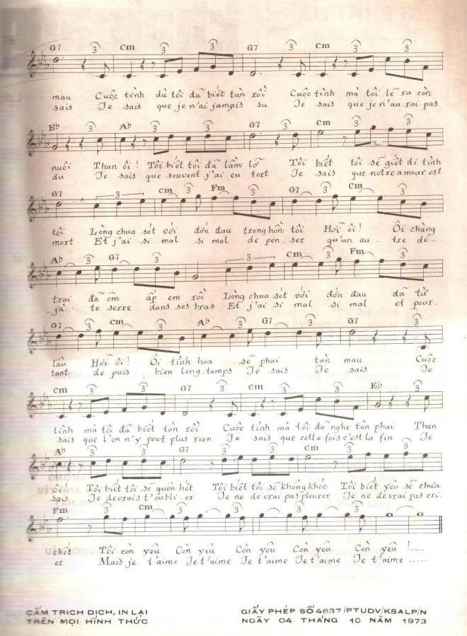 Sheet nhạc Cuộc tình tàn (Je sais) - Trang 2