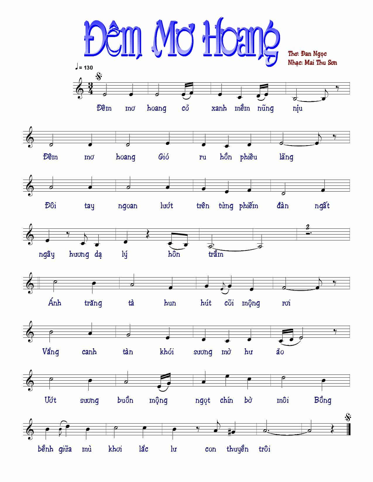 Sheet nhạc Đêm mơ hoang - Trang 1