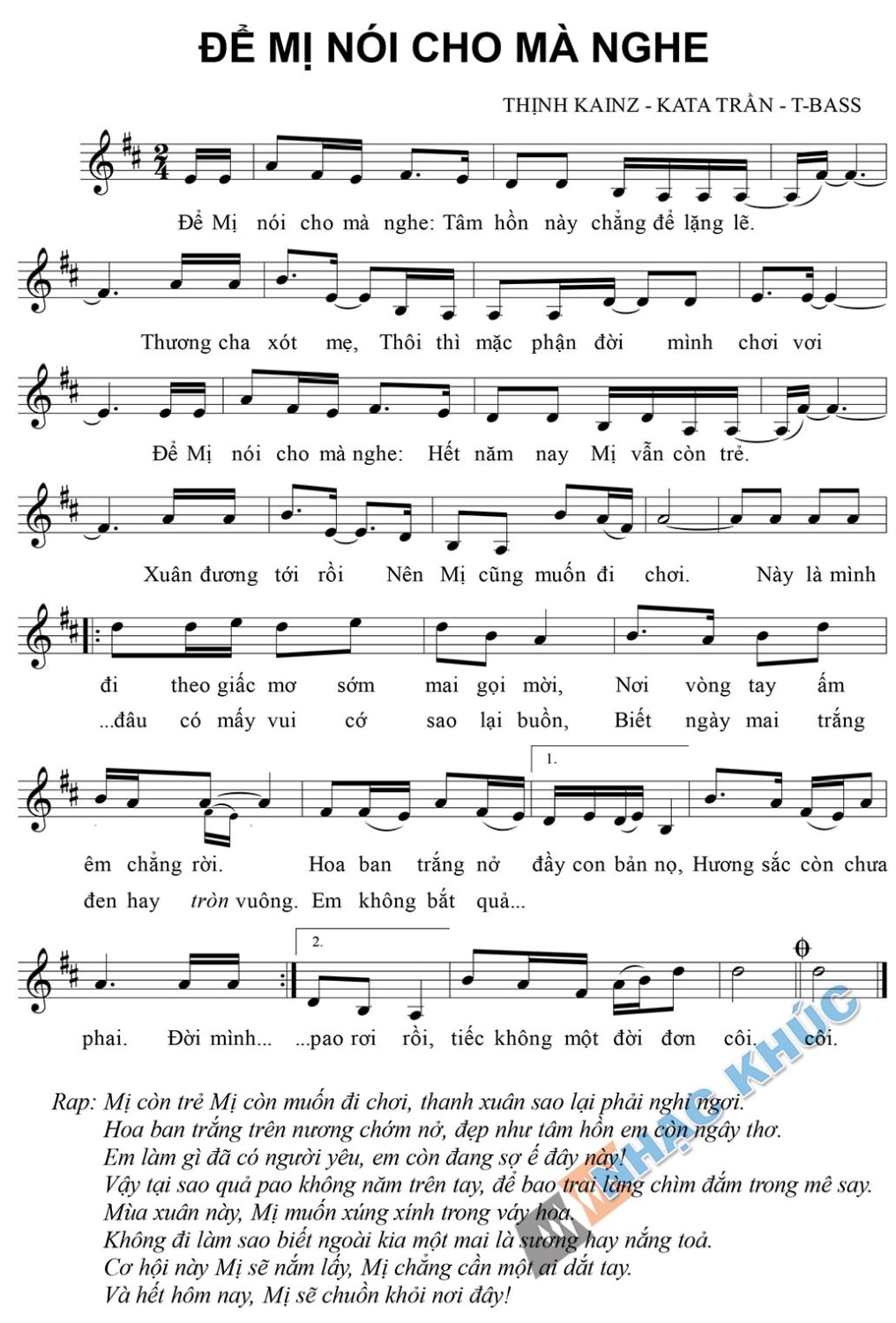 Sheet nhạc Để Mị nói cho mà nghe - Trang 1