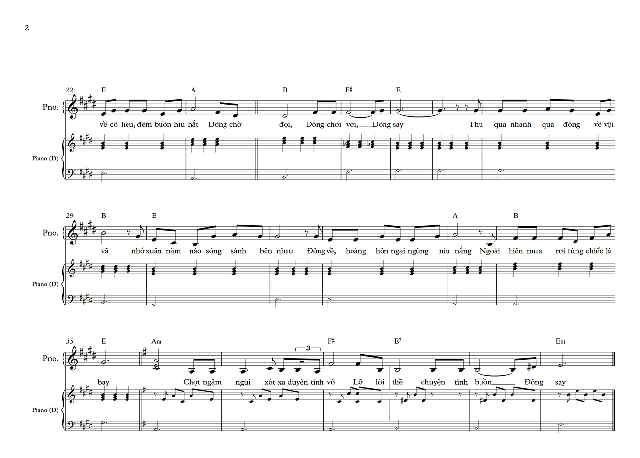 Sheet nhạc Đông say - Trang 2