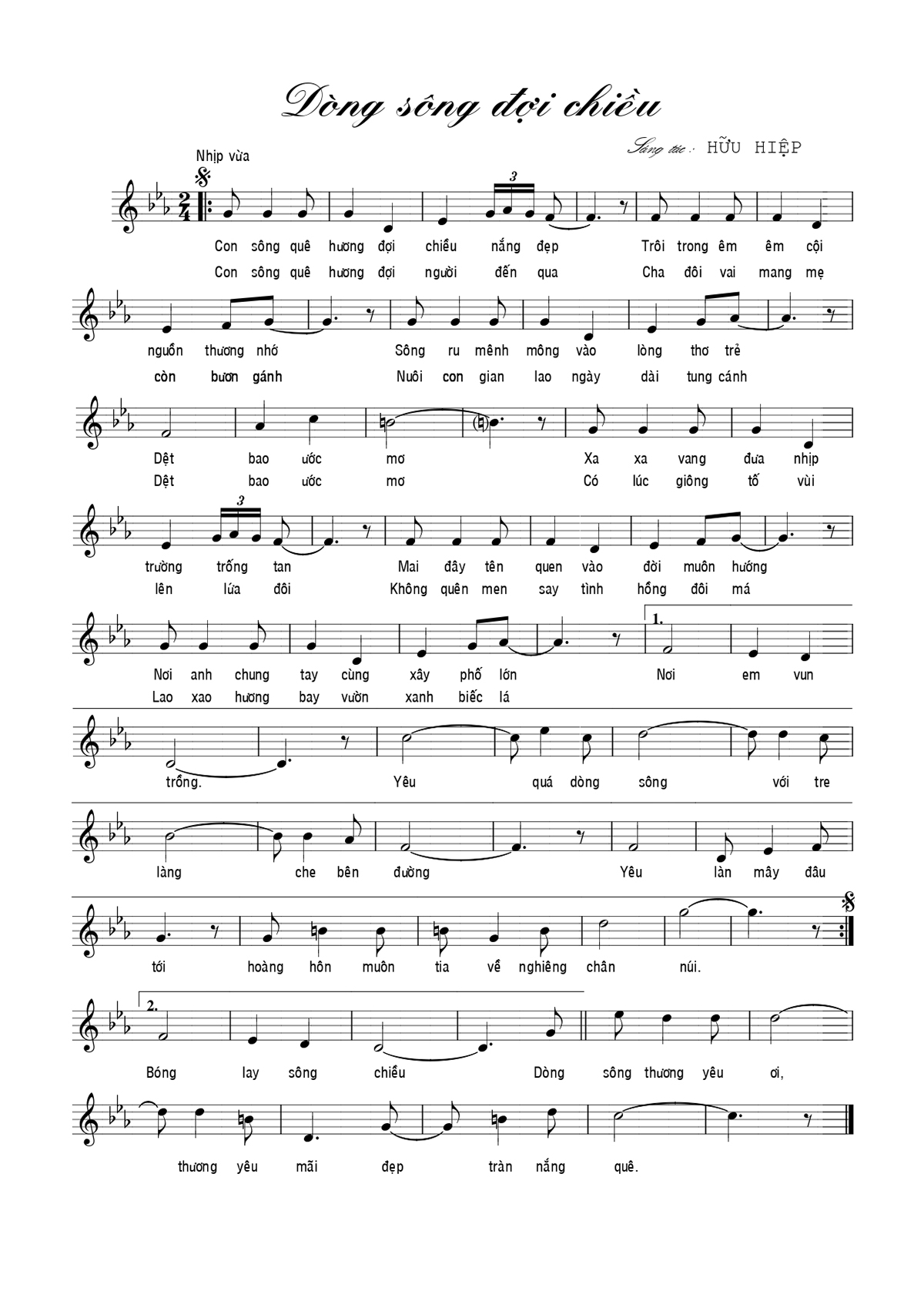 Sheet nhạc Dòng sông đợi chiều - Trang 1