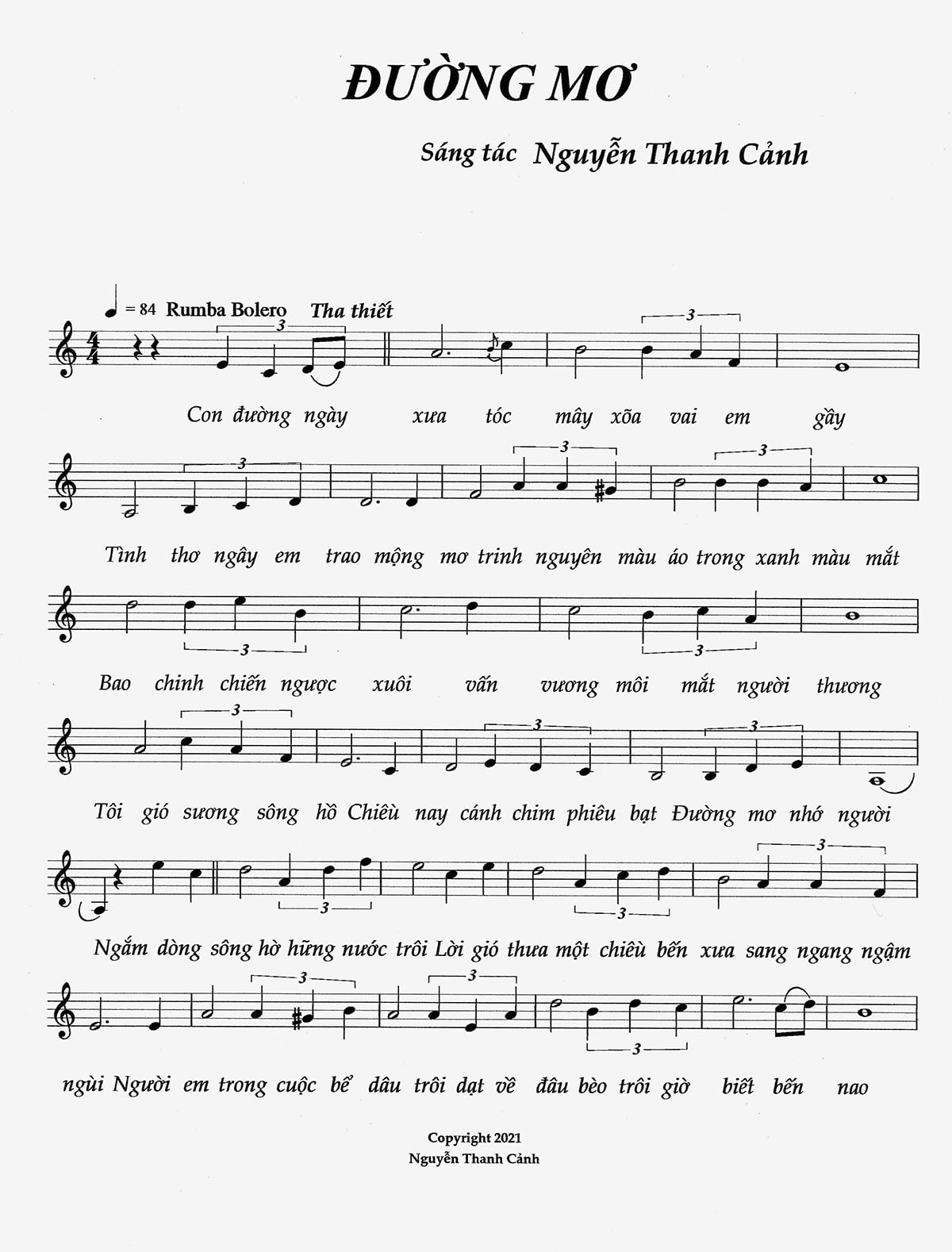 Sheet nhạc Đường mơ - Trang 1
