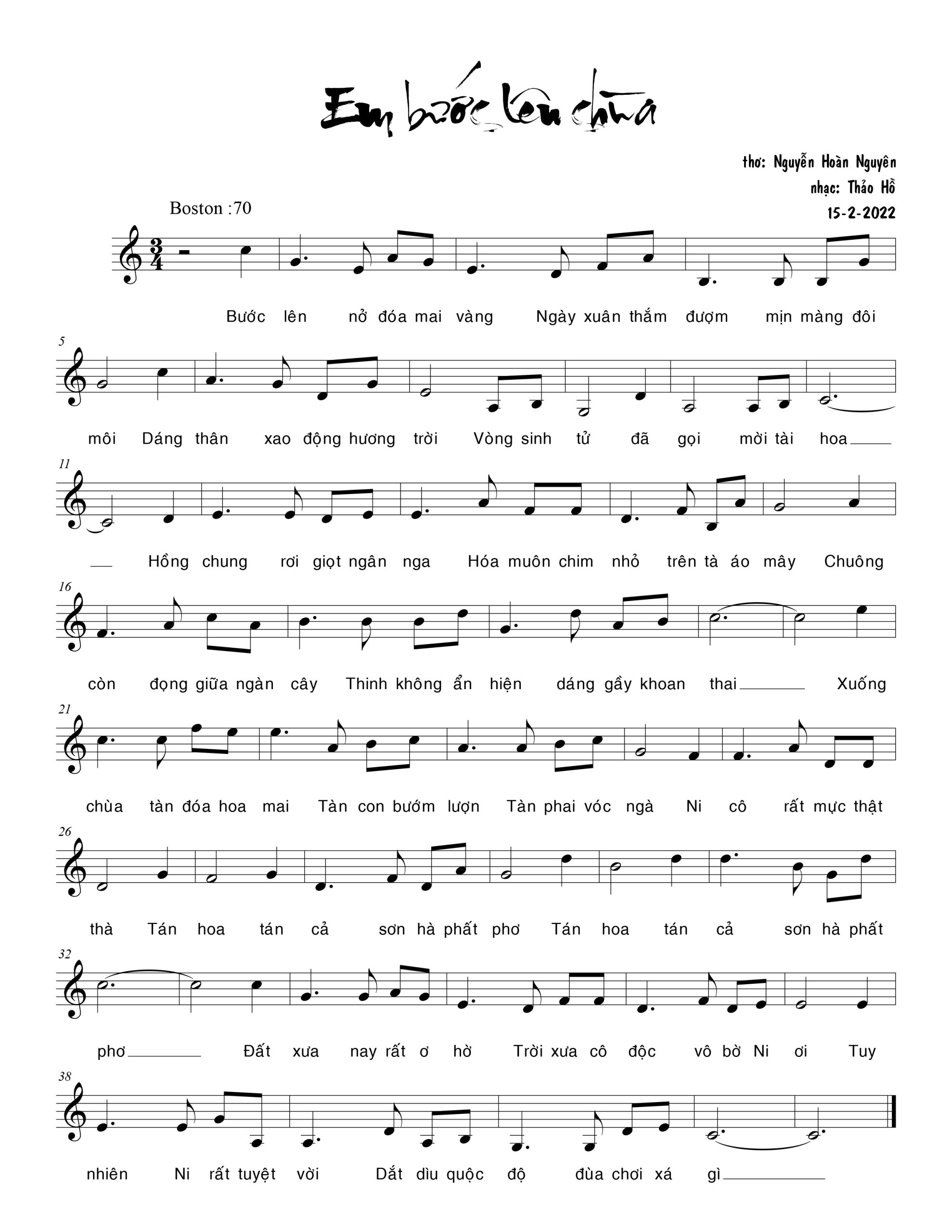 Sheet nhạc Em bước lên chùa - Trang 1