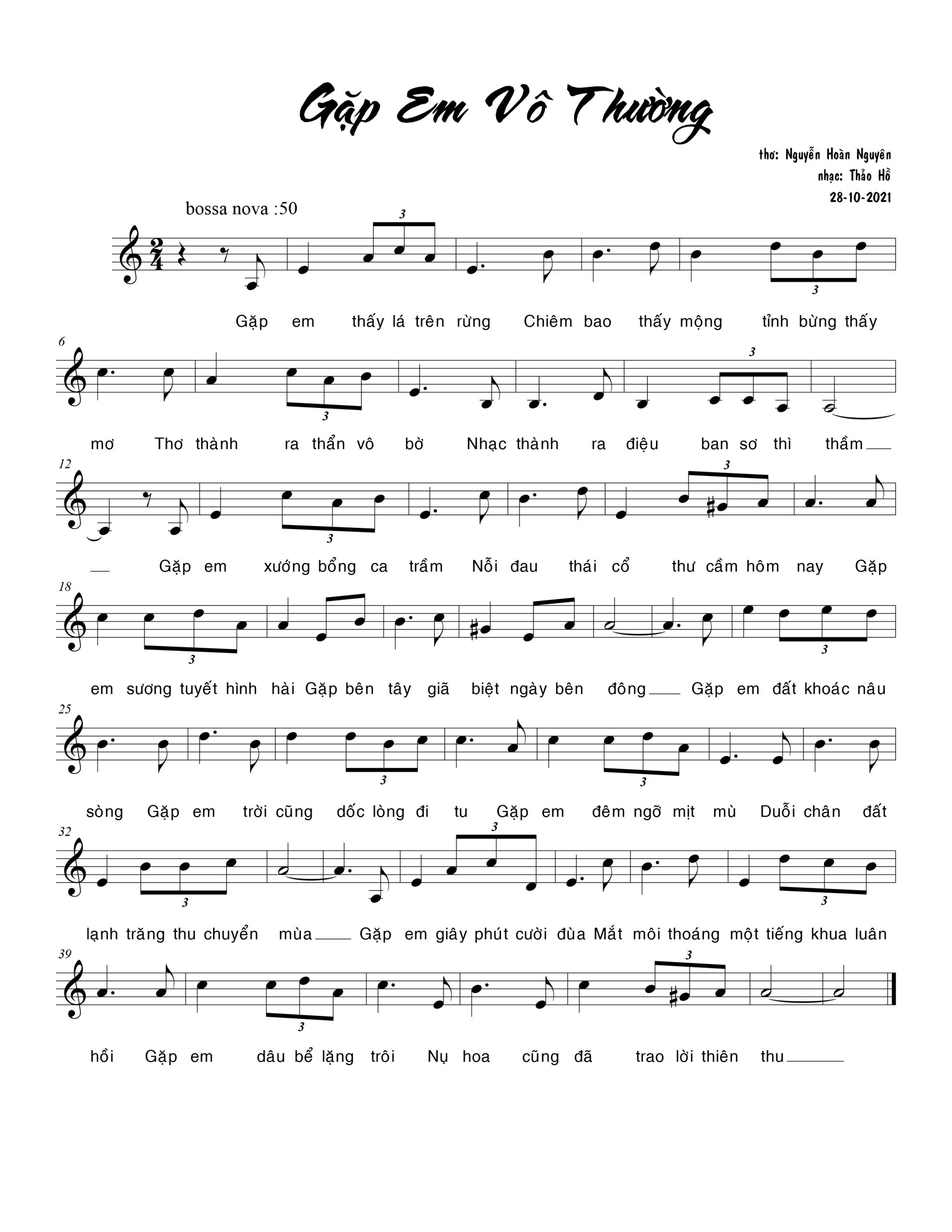 Sheet nhạc Gặp em vô thường - Trang 1