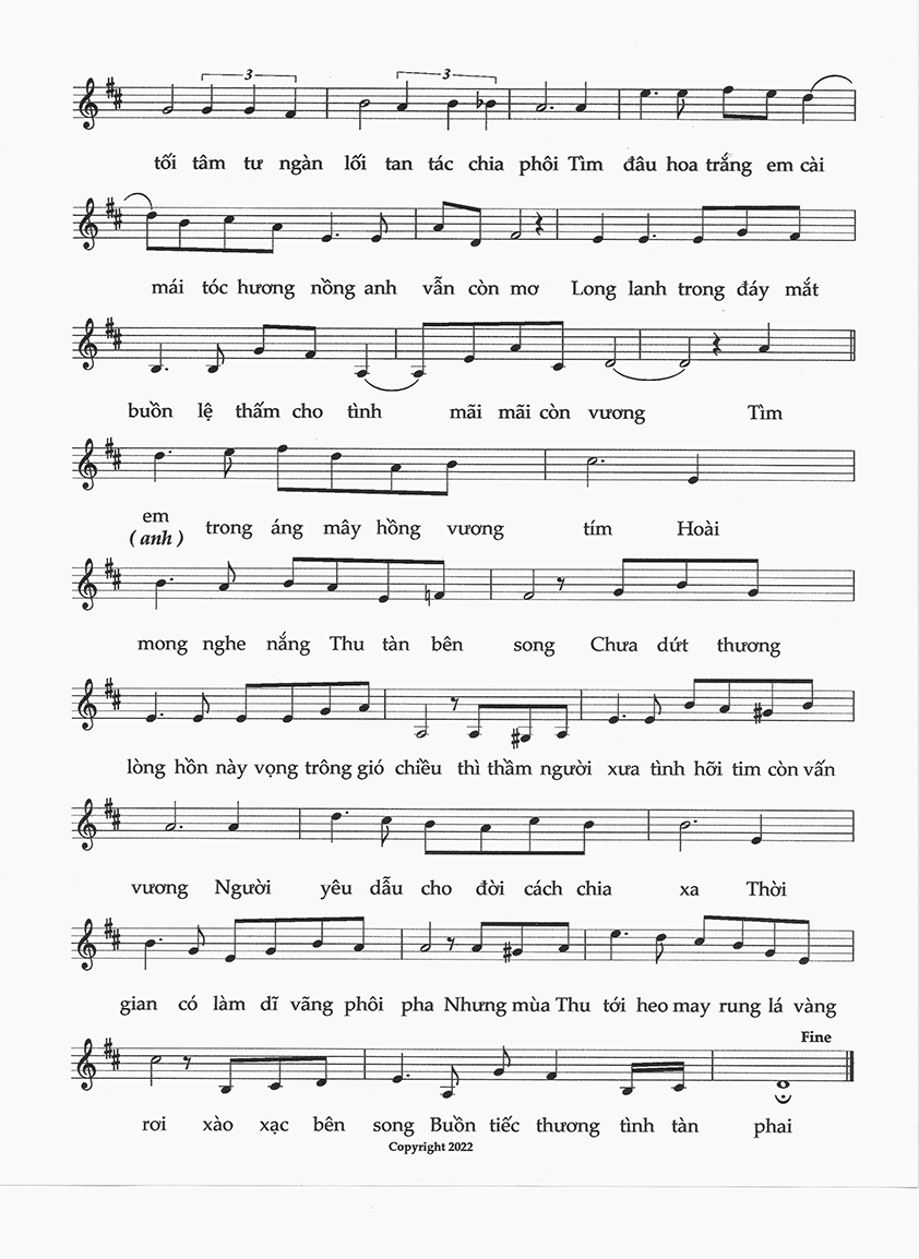 Sheet nhạc Gửi áng mây hồng - Trang 2
