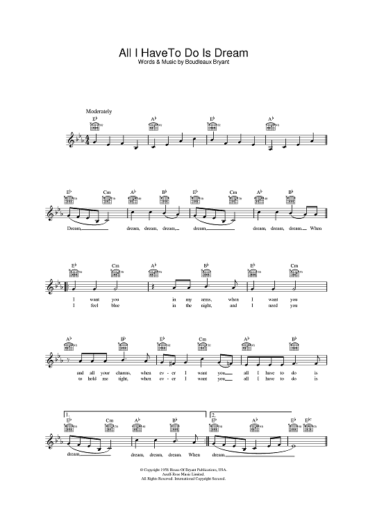 Sheet nhạc Khi ta hai mươi (All I have to do is dream) - Trang 1