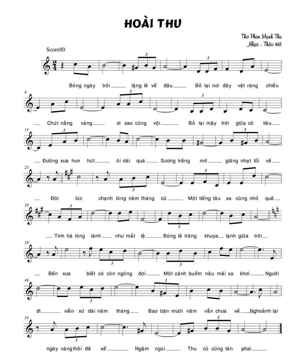 Sheet nhạc Hoài thu - Trang 1
