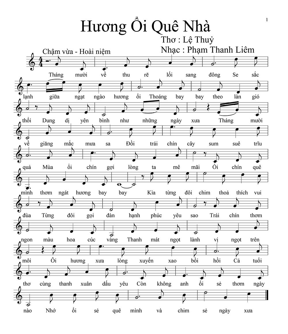 Sheet nhạc Hương ổi quê nhà - Trang 1