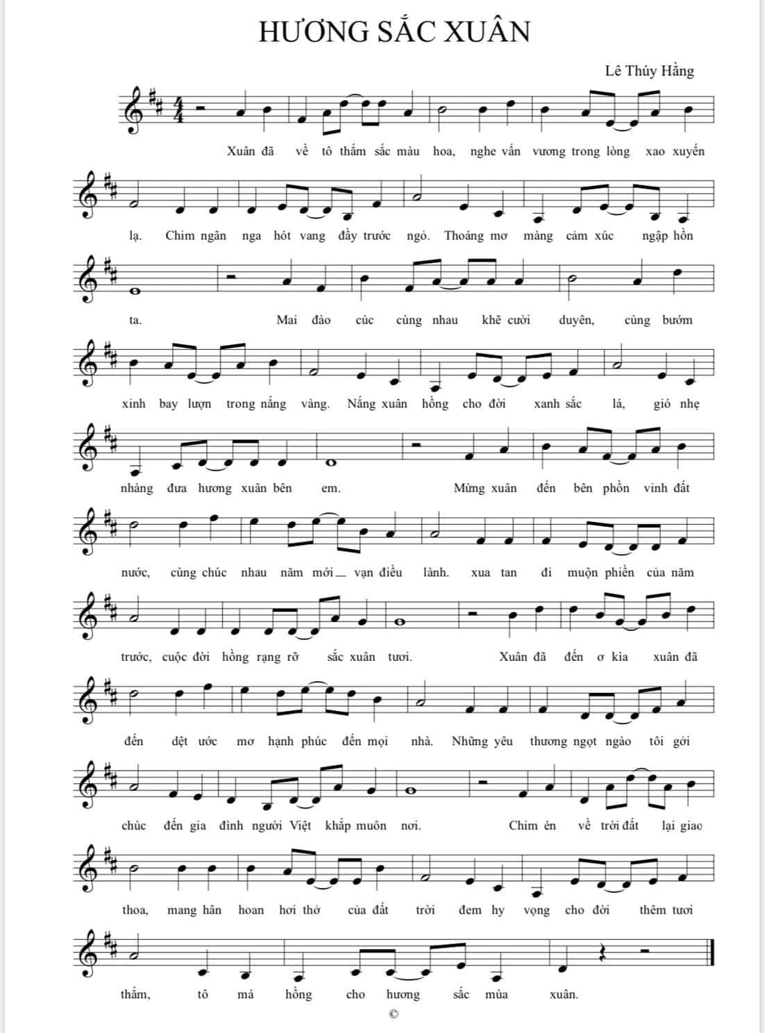 Sheet nhạc Hương sắc xuân - Trang 1
