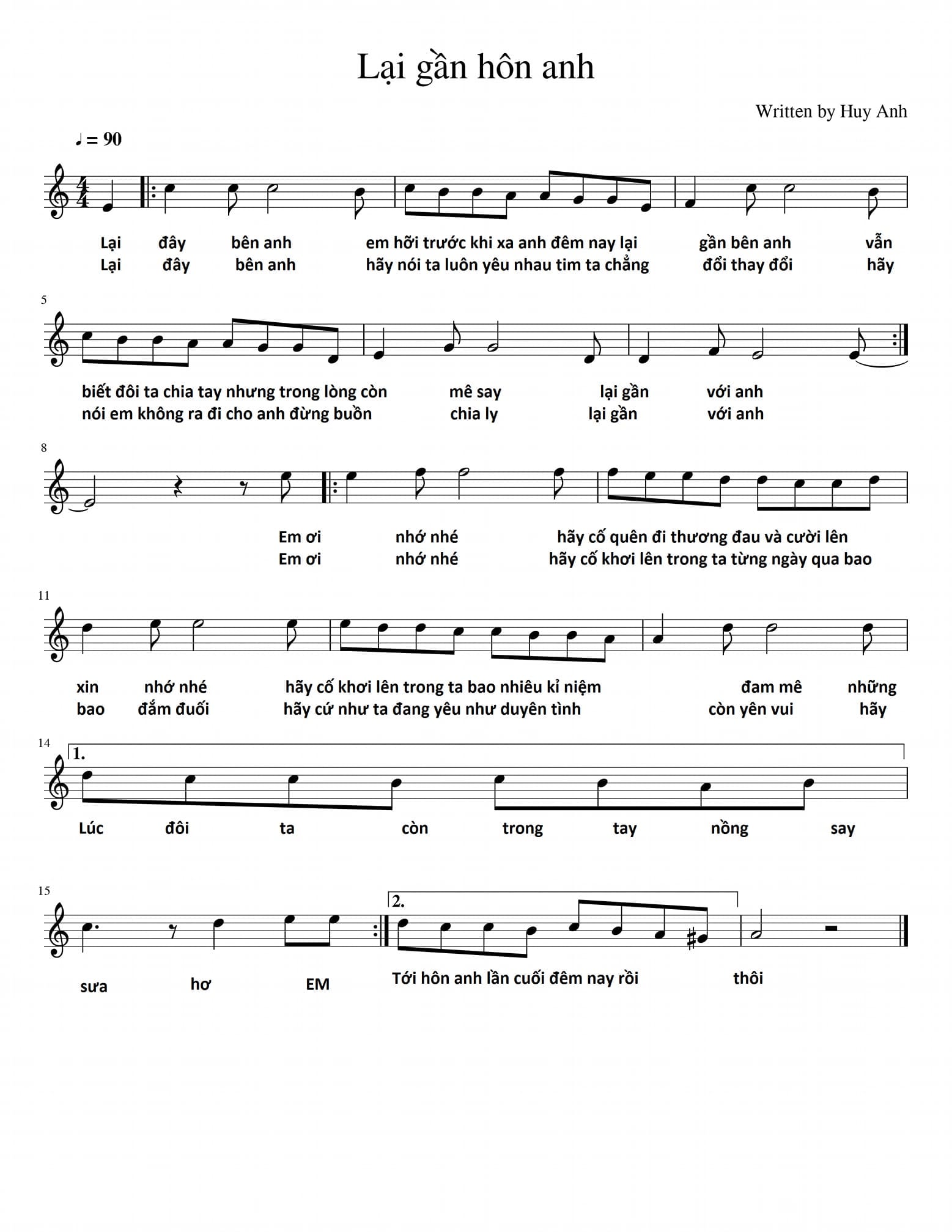 Sheet nhạc Lại gần hôn anh (Viens M'embrasser) - Trang 1
