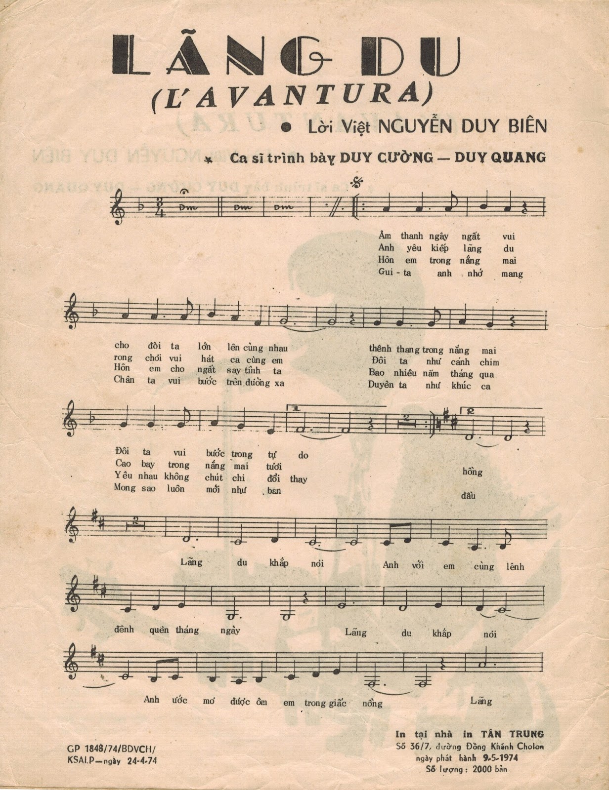 Sheet nhạc Lãng du (L'avventura) - Trang 2