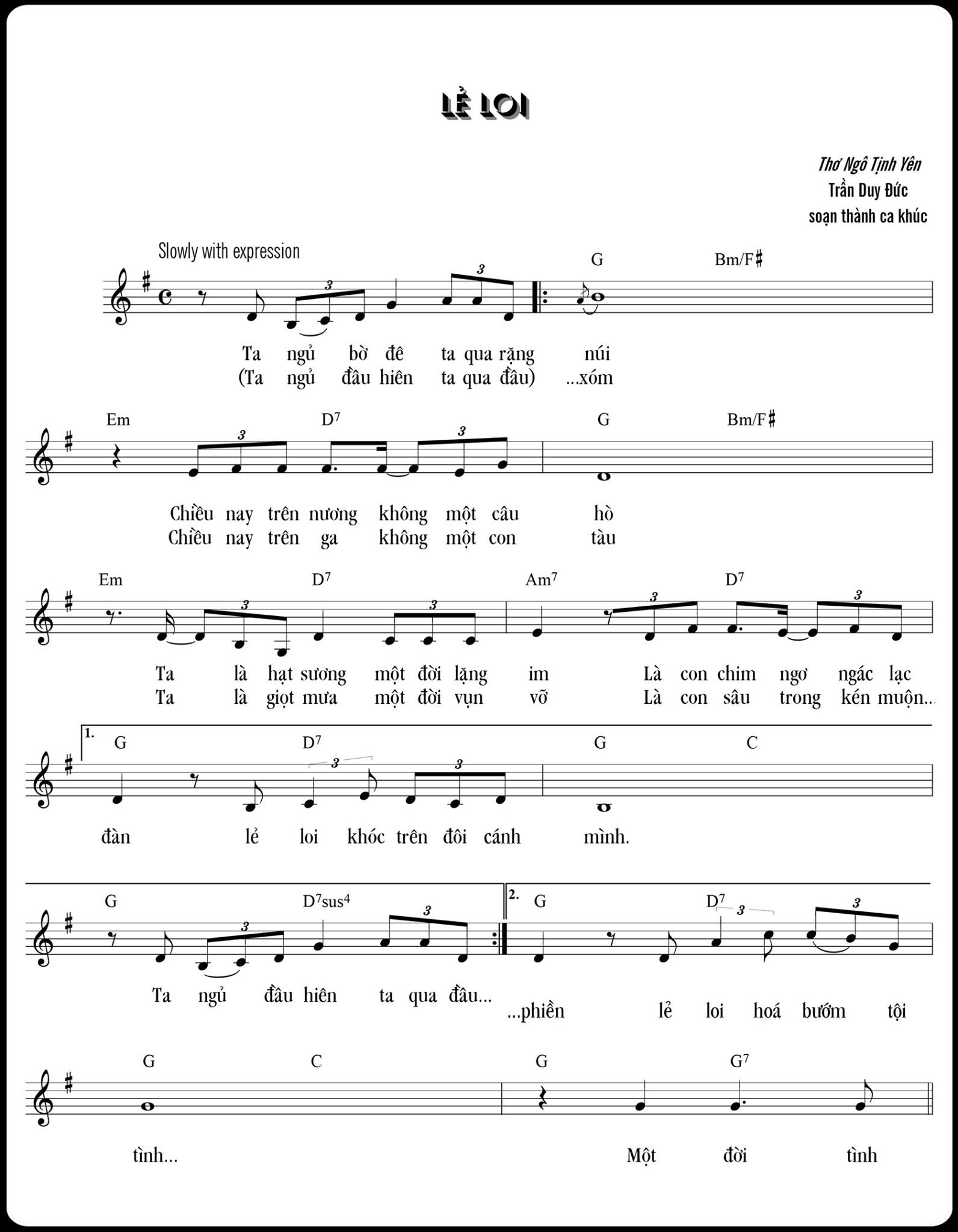 Sheet nhạc Lẻ loi - Trang 1